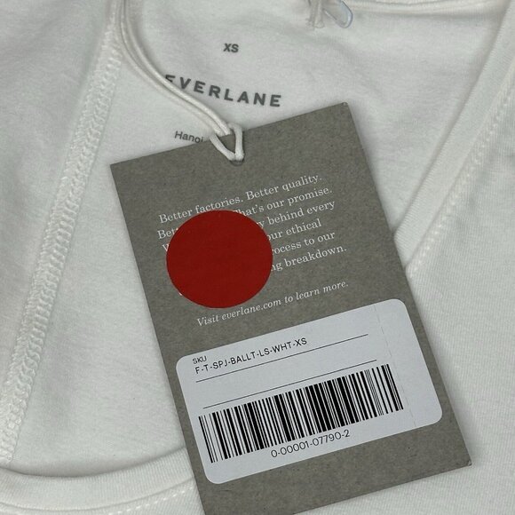 Everlane Women's NWT White The Supima Stretch Ballet Neck Long Sleeve Top XS/C28 - Picture 8 of 13